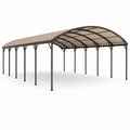 Carport double en acier brun avec toiture en polycarbonate taupe, 600 × 600 × 300 cm