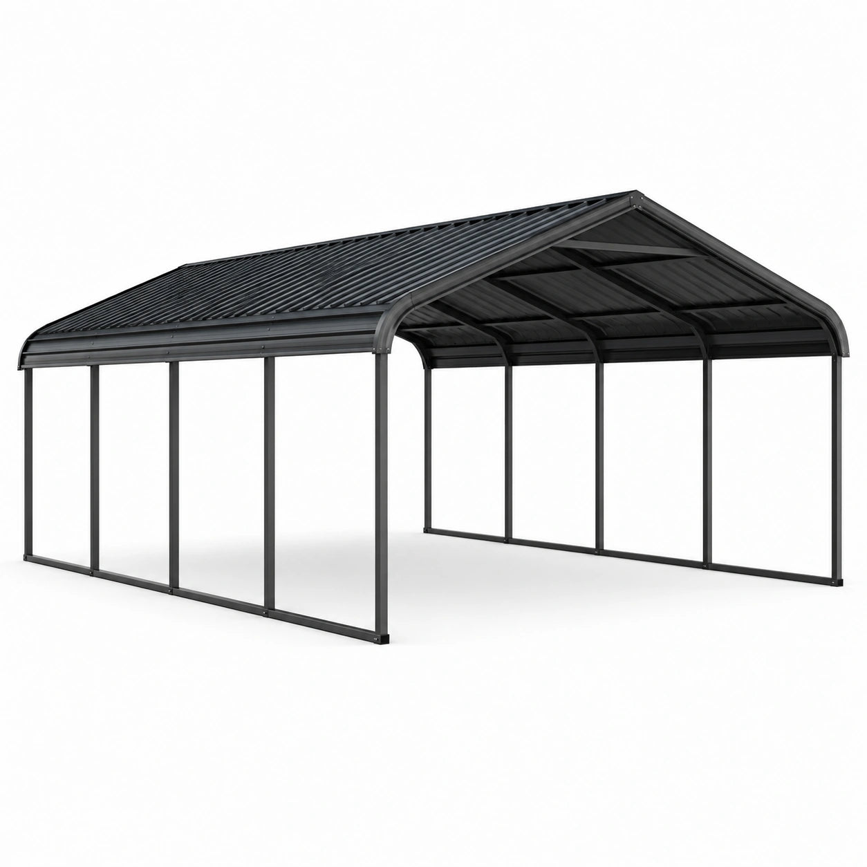 Abri métallique pour deux voitures à toit double pente, gris anthracite, 600 × 600 × 310 cm