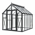 Serre de jardin victorienne en aluminium noir avec panneaux transparents, 250 × 190 × 220 cm