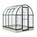Serre de jardin en aluminium vert foncé 250 × 190 × 225 cm avec panneaux transparents, toit arqué et lucarnes