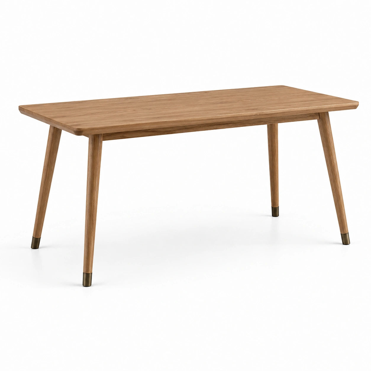 Table à manger rectangulaire en bois et métal, 160 × 80 × 75 cm, bois naturel et bronze, style scandinave