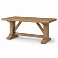 Table à manger rectangulaire en bois marron naturel, 180 × 90 × 76 cm, piètement tréteau rustique