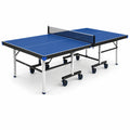 Table de tennis de table pliable d'intérieur avec filet et roulettes, bleue, 274 × 152,5 × 76 cm