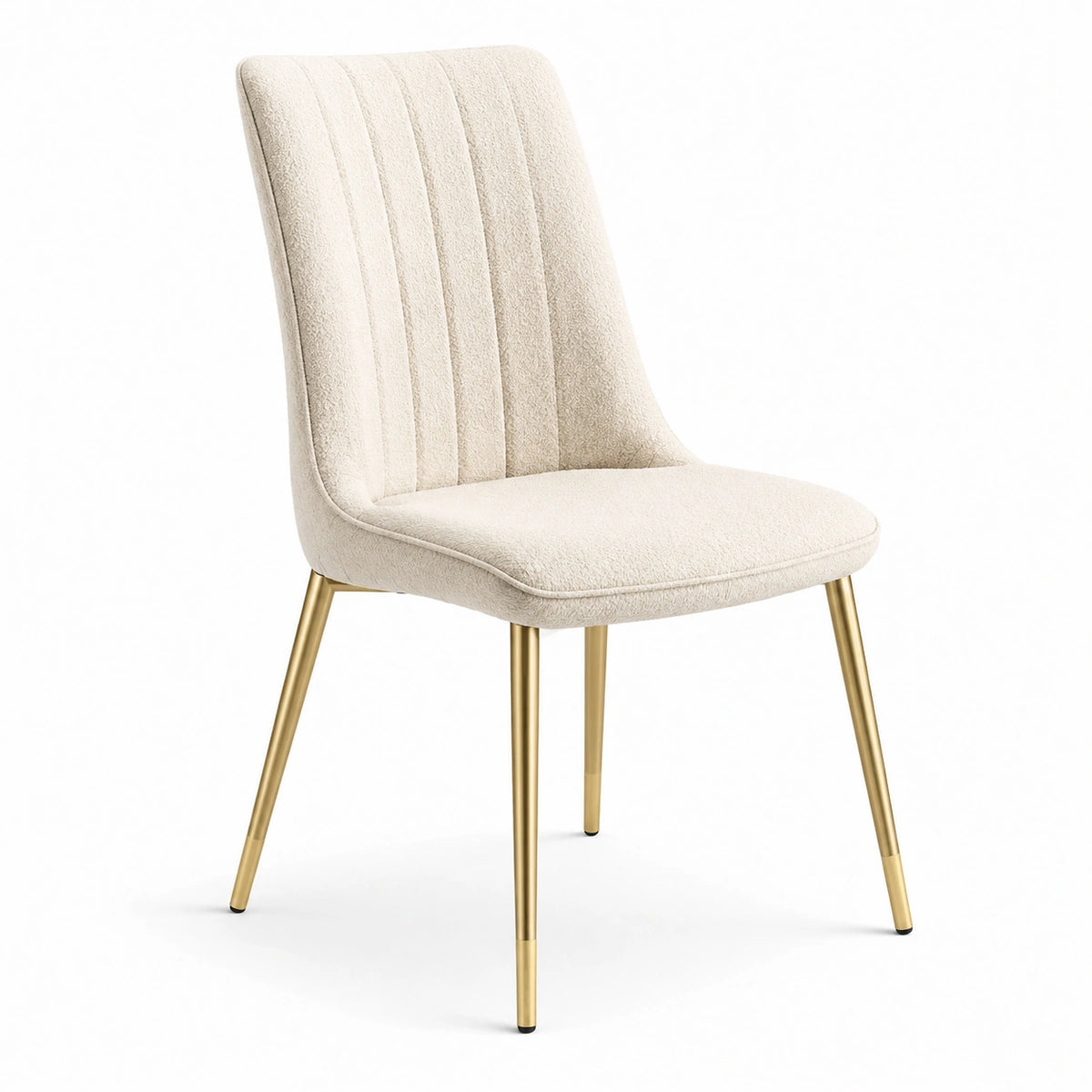 Chaise en tissu bouclé crème avec pieds en métal doré, 50 × 58 × 86 cm