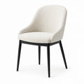 Chaise contemporaine en tissu bouclé écru avec pieds en bois noir, 58 × 60 × 82 cm