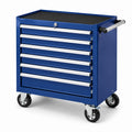 Servante d'atelier mobile en acier bleu à 6 tiroirs verrouillables, 4 roulettes, 77 × 46 × 97 cm