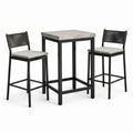 Ensemble repas 3 pièces avec table haute 80 × 80 × 90 cm et 2 tabourets 45 × 50 × 100 cm, noir et gris, style industriel