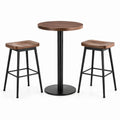 Ensemble 3 pièces brun et noir avec table ronde Ø 80 × H 100 cm et 2 tabourets 40 × 40 × H 70 cm