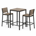 Ensemble de bar 3 pièces, table haute 100 × 60 × 90 cm et 2 chaises, marron effet bois et noir