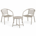 Ensemble en métal taupe 3 pièces avec 2 fauteuils de 58 × 57 × 79 cm et table ronde de Ø 60 × 52 cm
