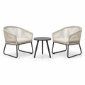 Ensemble 3 pièces beige et noir avec 2 fauteuils de 68 × 65 × 78 cm et table ronde Ø 50 × 48 cm